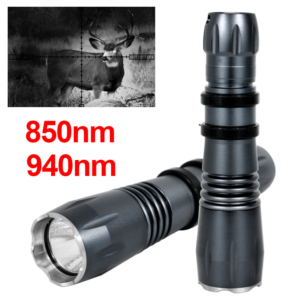 Linterna infrarroja, linterna LED con lente para equipos de visión nocturna, iluminador infrarrojo con zoom de enfoque rápido, con interruptor de atenuación