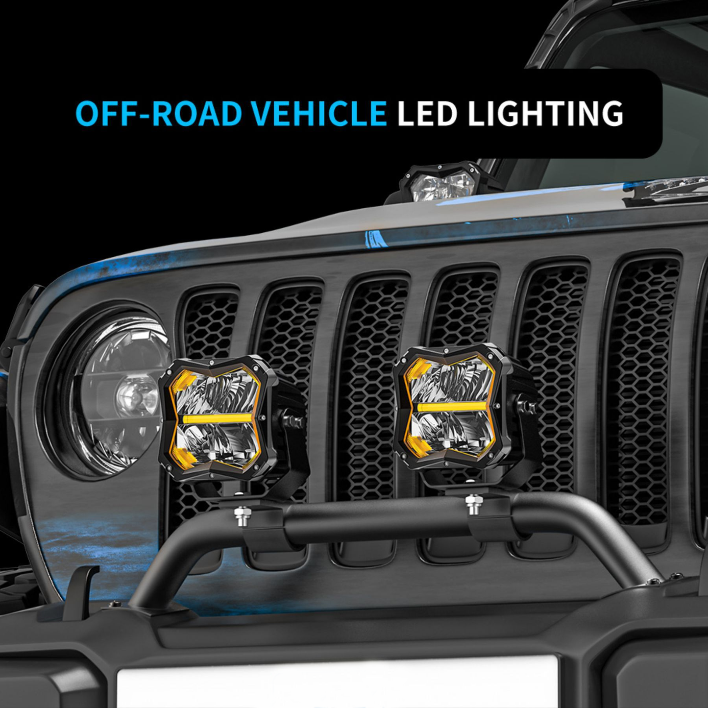 Newest 5 Inch Cube Spot Driving Beam with Amber Backlit Off Road Led Ditch Light for Tacoma for 4runner