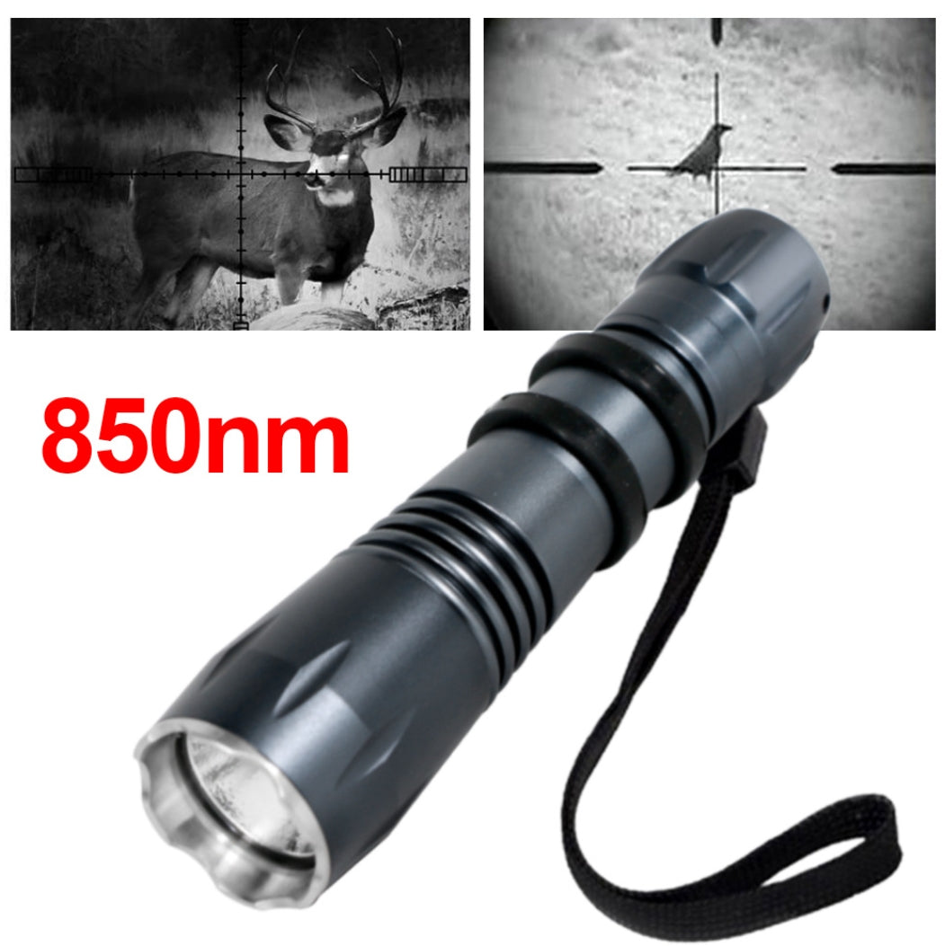 Linterna infrarroja, linterna LED con lente para equipos de visión nocturna, iluminador infrarrojo con zoom de enfoque rápido, con interruptor de atenuación