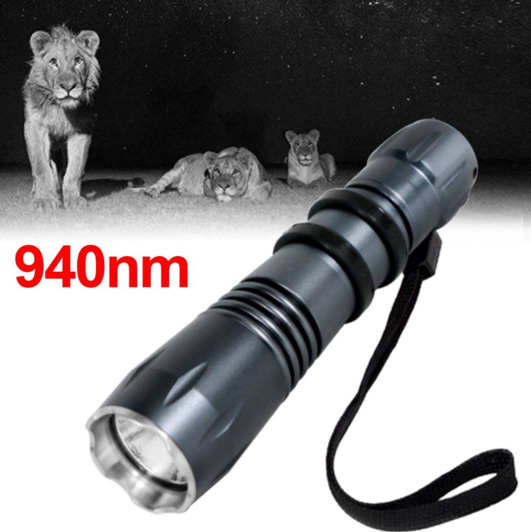Linterna infrarroja, linterna LED con lente para equipos de visión nocturna, iluminador infrarrojo con zoom de enfoque rápido, con interruptor de atenuación