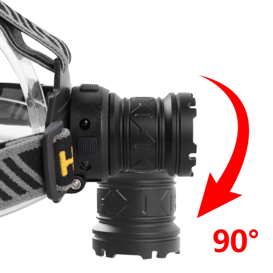 Linterna frontal LED para acampar al aire libre, 30 W, superbrillante, recargable, para deportes, con ángulo ajustable de 90°, resistente al agua