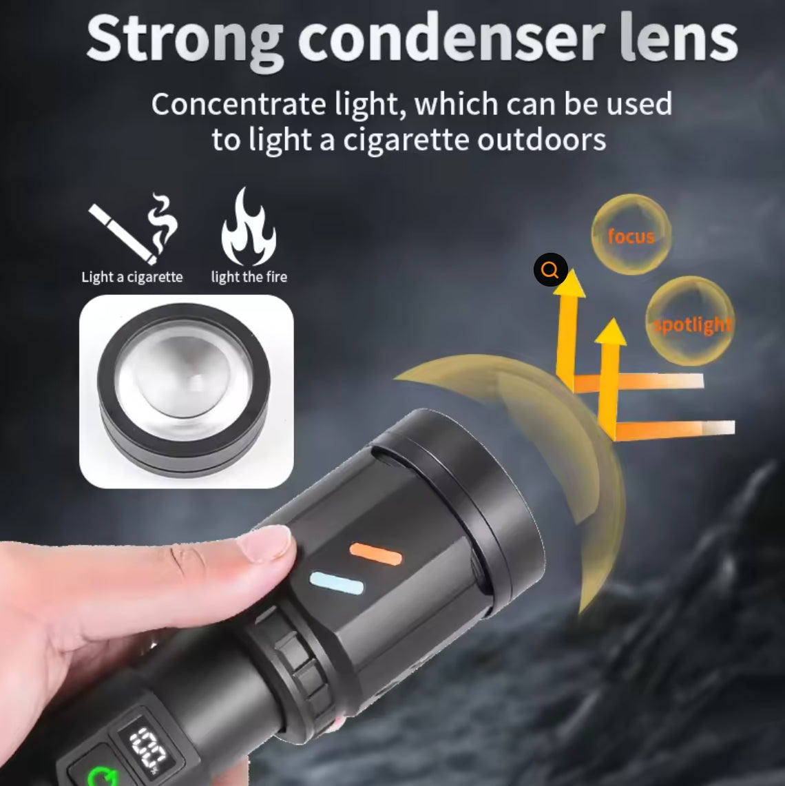 High Power LED Wick Flashlight 5 Light Modes Torch USB Charging Outdoor Tactical Long Shot Camping Lantern Outdoor Lighting