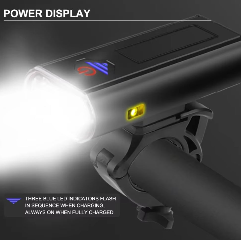 Luces delanteras para bicicleta 2*T6, superbrillantes, recargables por USB, con soporte LED, linterna impermeable con salida para lámpara de conducción nocturna