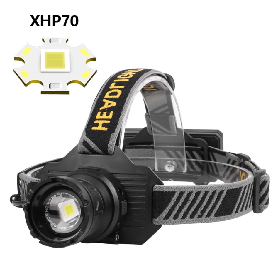 Linterna frontal LED para acampar al aire libre, 30 W, superbrillante, recargable, para deportes, con ángulo ajustable de 90°, resistente al agua