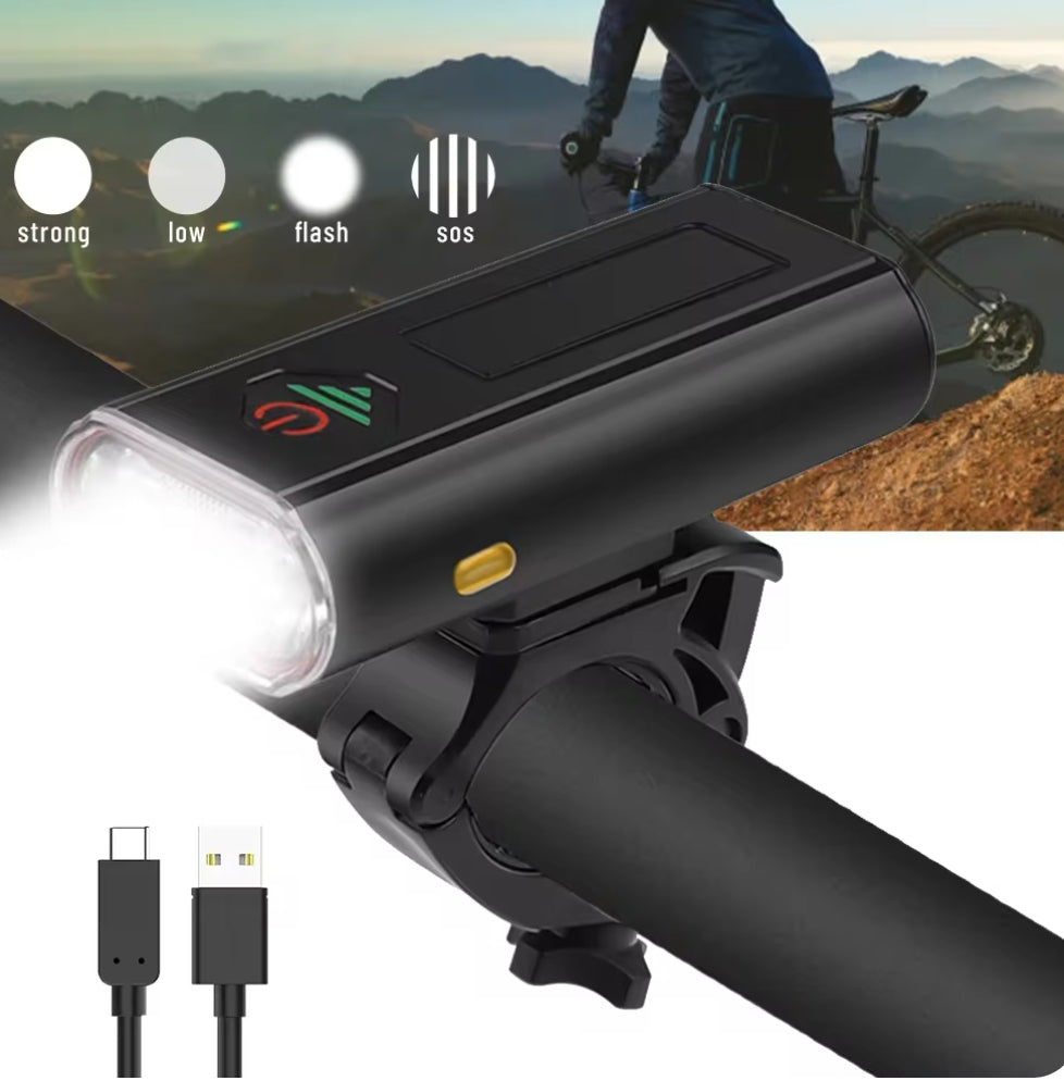 Luces delanteras para bicicleta 2*T6, superbrillantes, recargables por USB, con soporte LED, linterna impermeable con salida para lámpara de conducción nocturna
