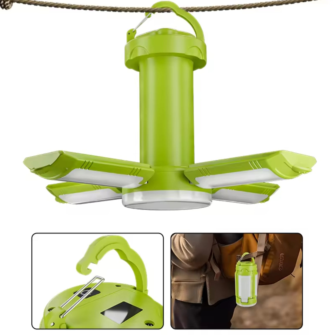 Lámpara de camping recargable por USB, linterna para tienda de campaña, linterna para exteriores, luz de ambiente para acampar