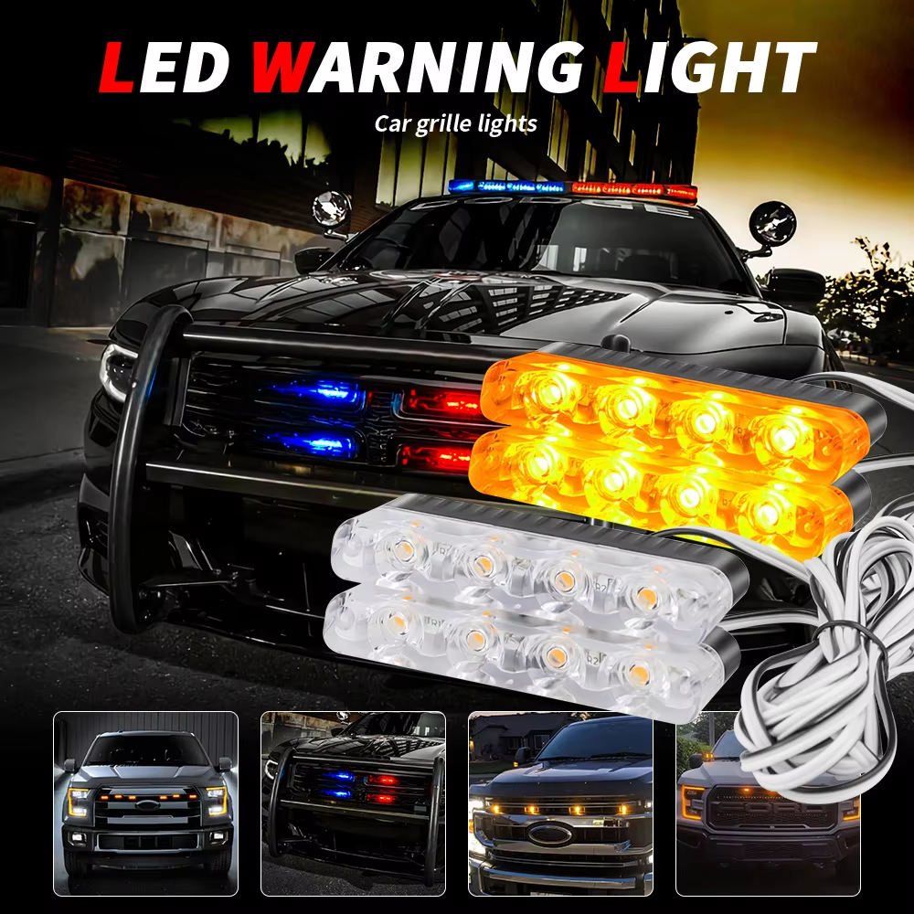 4x4 Led Strobe Warning Police Light Automobiles 12V Car Truck Flashing Firemen Ambulance Emergency Flasher Fso Car Accessories