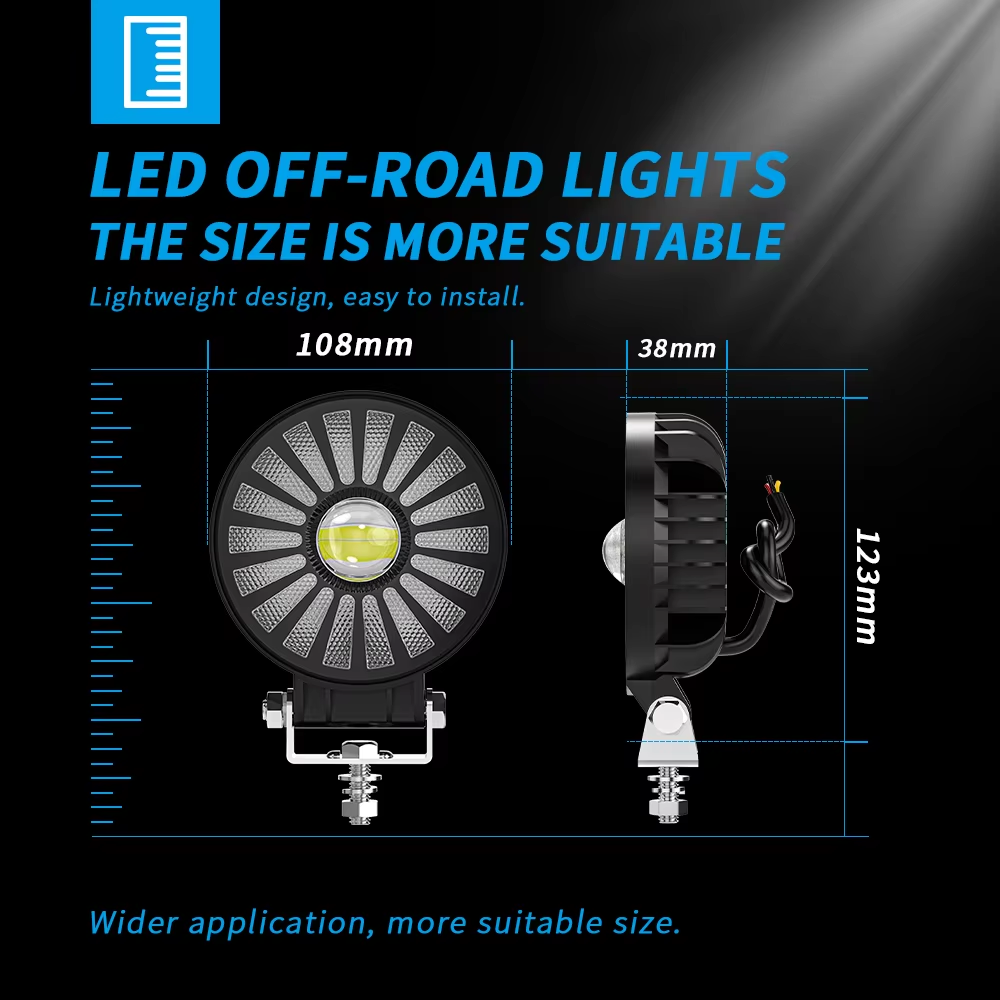 New Design Round LED Strobe Light Motorcycle Spotlight RGB 35W Work Light For Off-road/Motorcycle/Electric Vehicle/Forklift