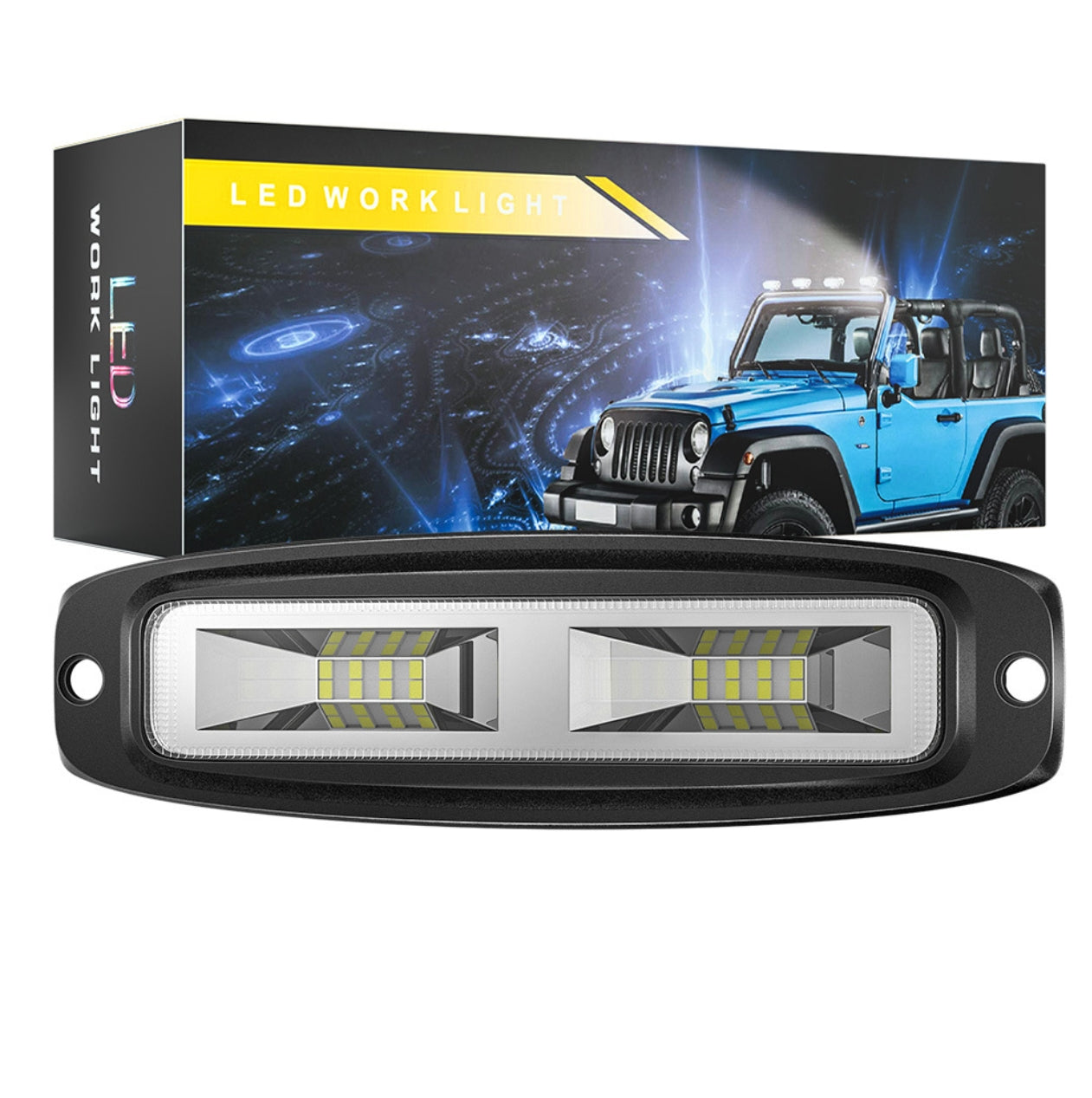 Luz de trabajo LED DRL de 48 W y 6 pulgadas, 12-24 V, foco de inundación para motocicleta, camión, barco, vehículo, remolque, luz de trabajo todoterreno