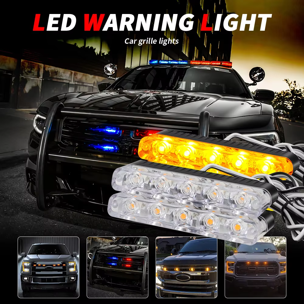 4 In 1 Red Blue Emergency Strobe Lights Police Strobe Lights 12V With Wireless Remote Control Flash Grille Light