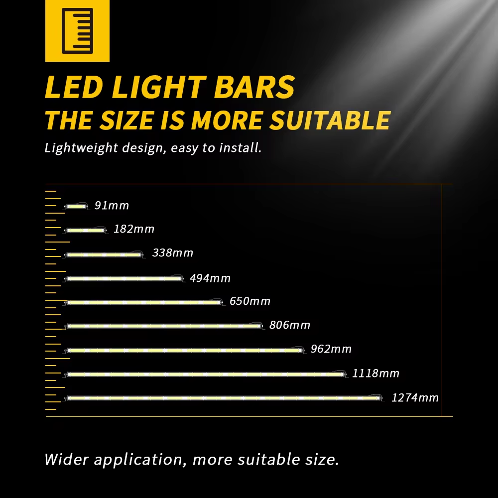 Led Light Bar COB Flood Off Road Light Waterproof Slim Light Bar Driving Work Light for Truck Pickup SUV ATV UTV Boat