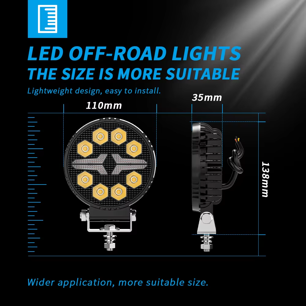 Car Motorcyc LED Light Bar Offroad 4 Inch Spotlights Fog Lamp 12-24V 22W Waterproof Truck Farm Tractor Boat SUV ATV work Light