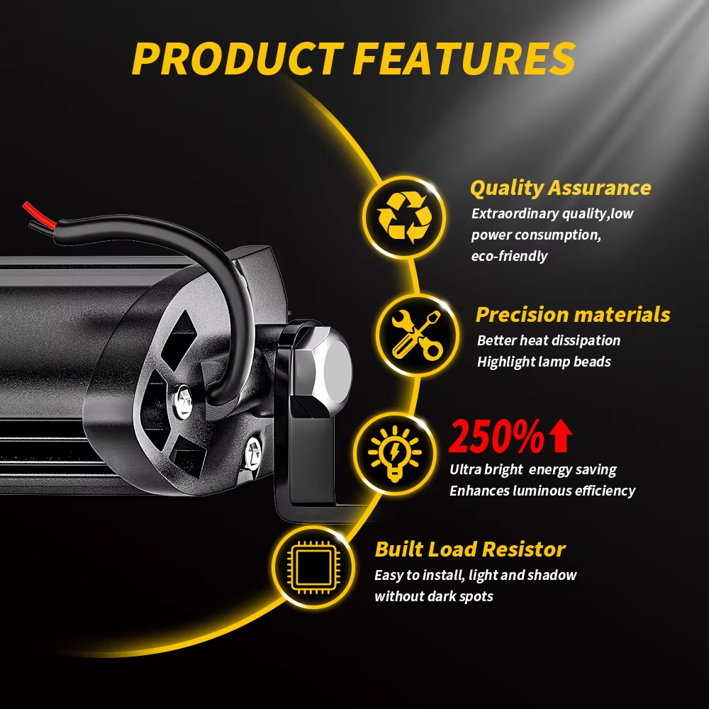 Led Light Bar COB Flood Off Road Light Waterproof Slim Light Bar Driving Work Light for Truck Pickup SUV ATV UTV Boat