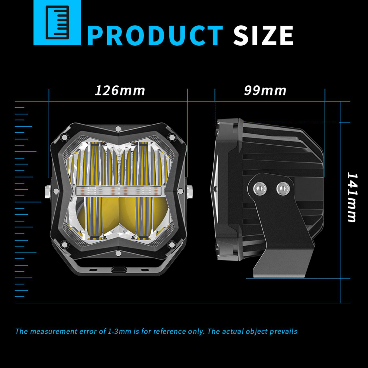 Newest 5 Inch Cube Spot Driving Beam with Amber Backlit Off Road Led Ditch Light for Tacoma for 4runner