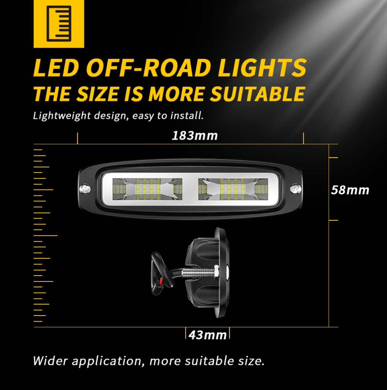 Luz de trabajo LED DRL de 48 W y 6 pulgadas, 12-24 V, foco de inundación para motocicleta, camión, barco, vehículo, remolque, luz de trabajo todoterreno