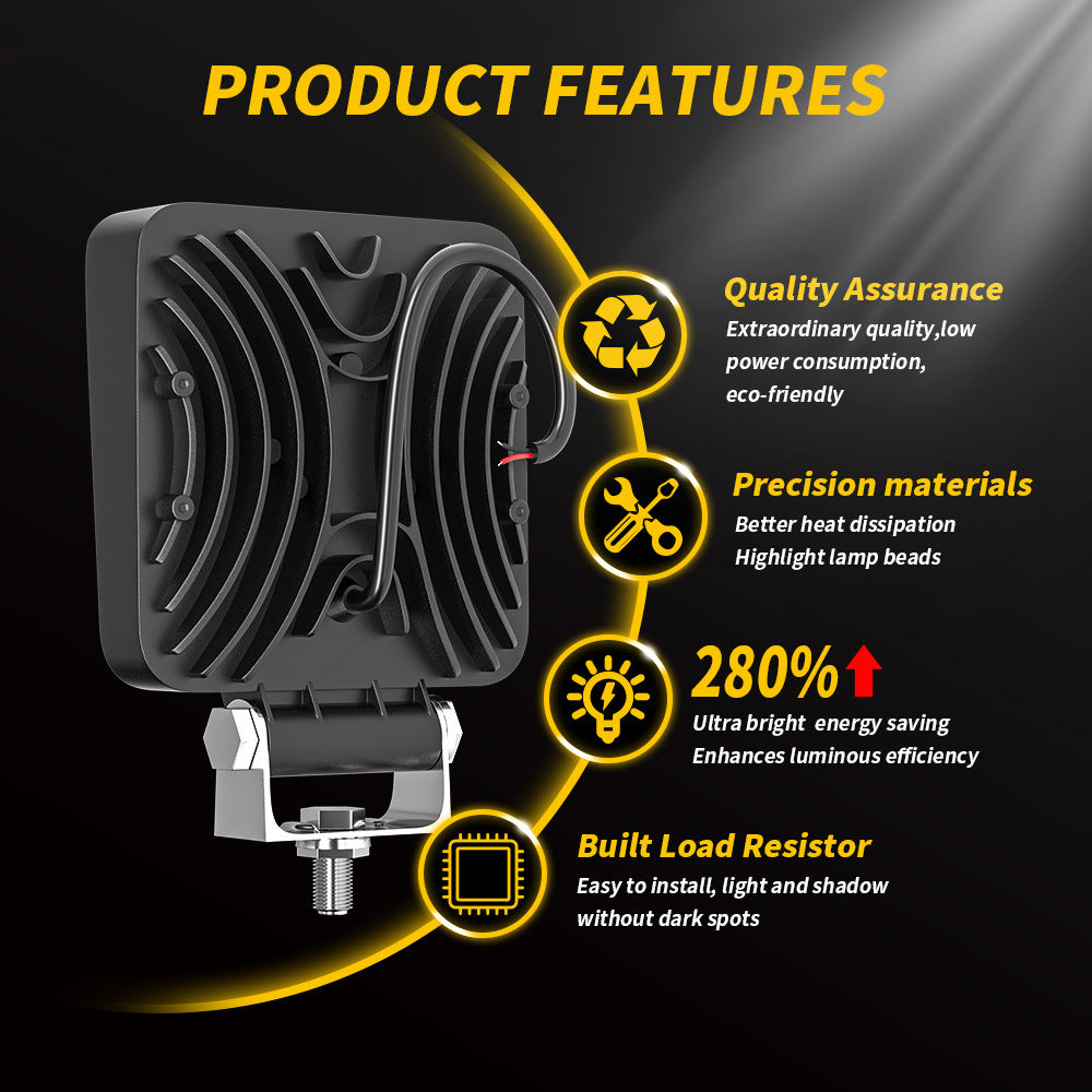 Barra de luz LED de trabajo de alta potencia, 144 W, foco cuadrado, luz DRL para automóvil, barra LED para todoterrenos, SUV, ATV, camiones, excavadoras