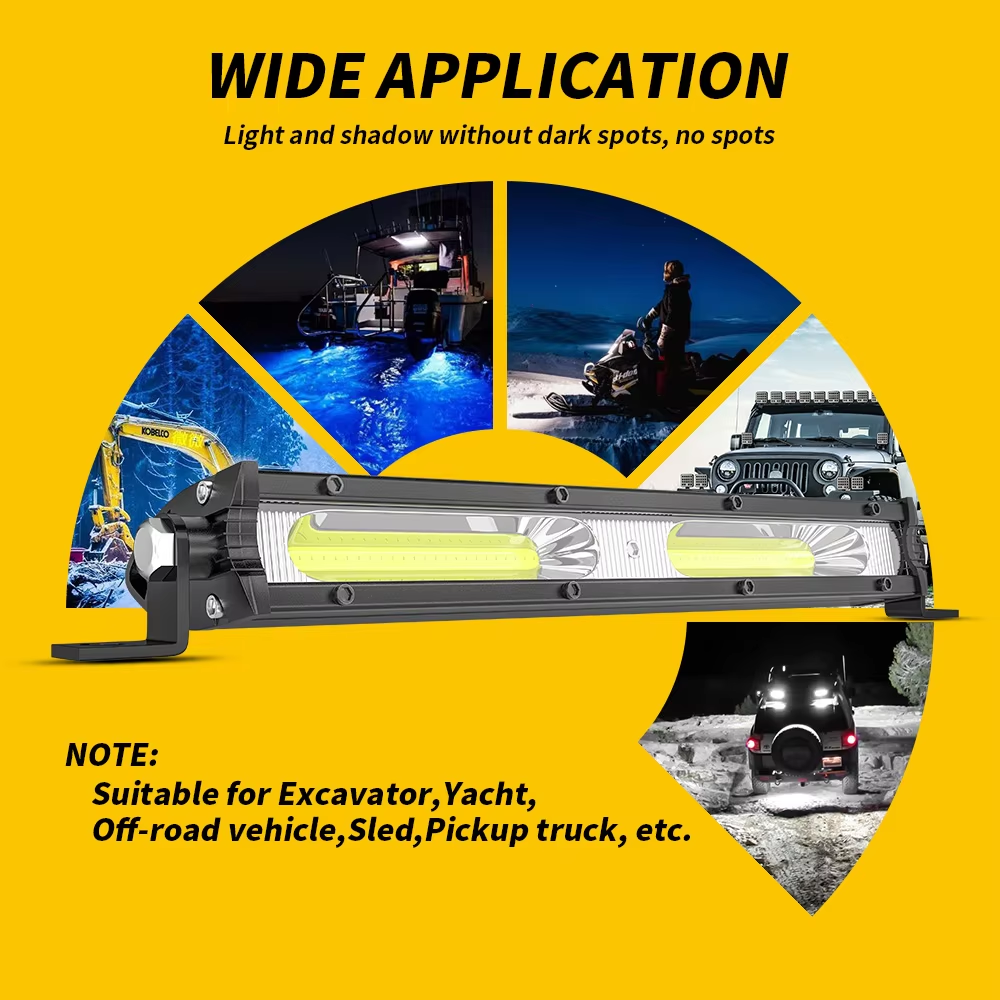 Led Light Bar COB Flood Off Road Light Waterproof Slim Light Bar Driving Work Light for Truck Pickup SUV ATV UTV Boat