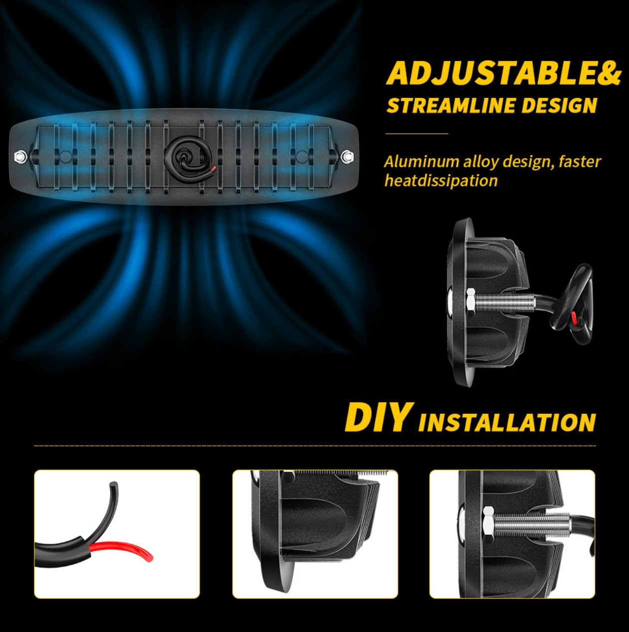 Luz de trabajo LED DRL de 48 W y 6 pulgadas, 12-24 V, foco de inundación para motocicleta, camión, barco, vehículo, remolque, luz de trabajo todoterreno