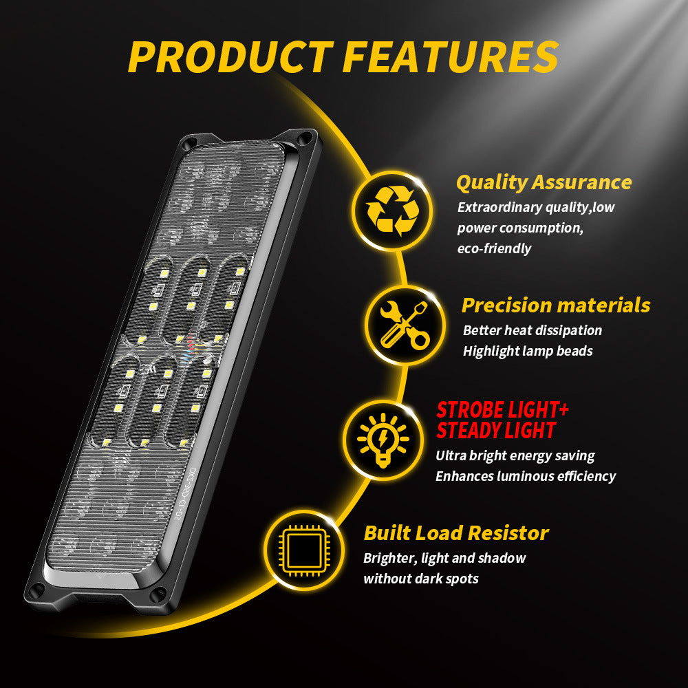Lightning Shipment Truck Truck 12-24V Car Body Side Signal Warning Light 12led Ultra-Thin Flash Strobe Lamp 36W