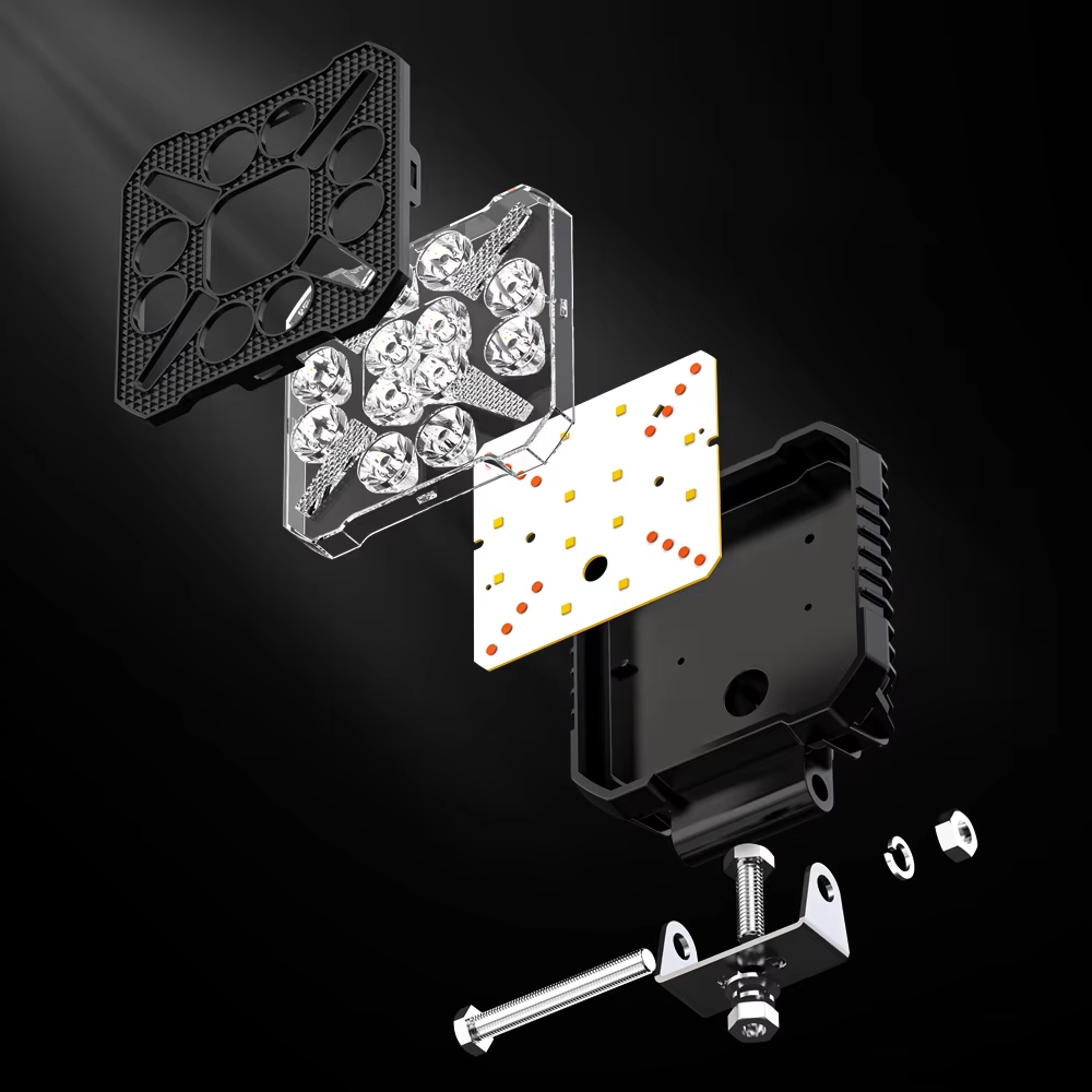 New 4Inch Led 4X4 Square Spotlight 12LED White+Amber DRL For Trucks Off-road Vehicle ATV SUV UTV 4WD Jeep Boat
