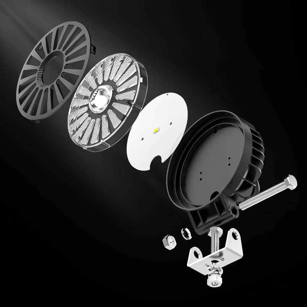 New Design Round LED Strobe Light Motorcycle Spotlight RGB 35W Work Light For Off-road/Motorcycle/Electric Vehicle/Forklift