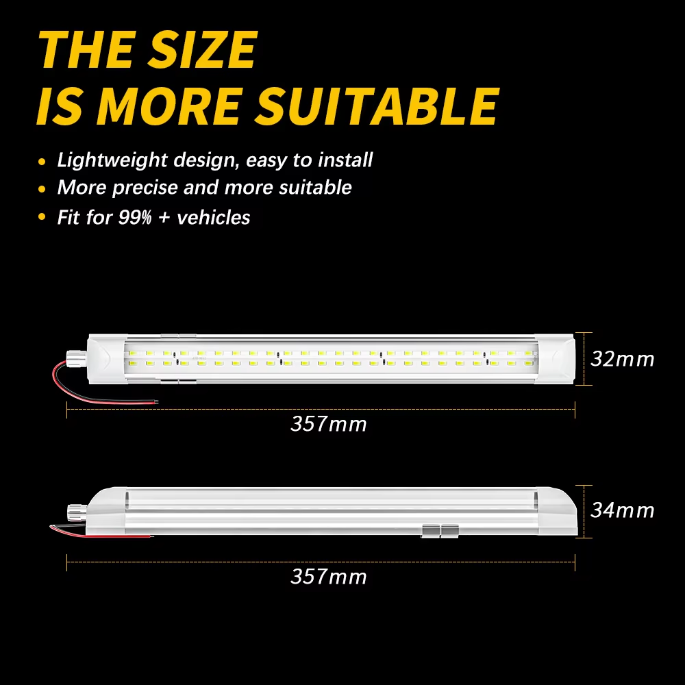 Bright LED Car Interior Light Universal Cabin Ceiling Reading Lamp With Switch For Trailer Car RV Van Camper Caravan