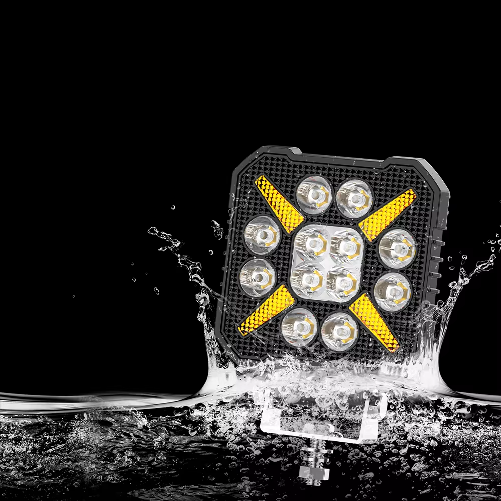 New 4Inch Led 4X4 Square Spotlight 12LED White+Amber DRL For Trucks Off-road Vehicle ATV SUV UTV 4WD Jeep Boat