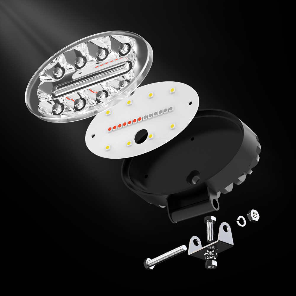 Oval 8LED Car Work Light Spotlight Truck Engineering Overhaul lamp Off-Road Auxiliary Light 6000K 11W Car Light Bar