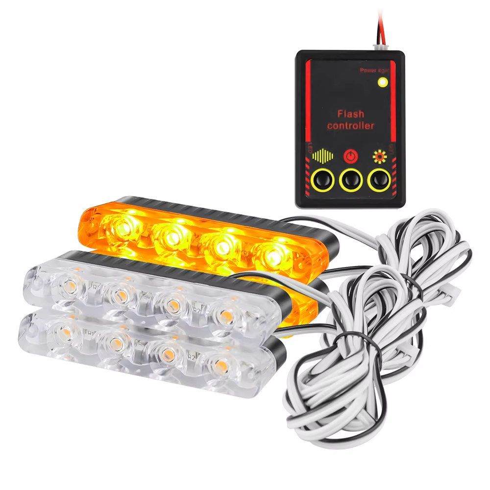 4x4 Led Strobe Warning Police Light Automobiles 12V Car Truck Flashing Firemen Ambulance Emergency Flasher Fso Car Accessories