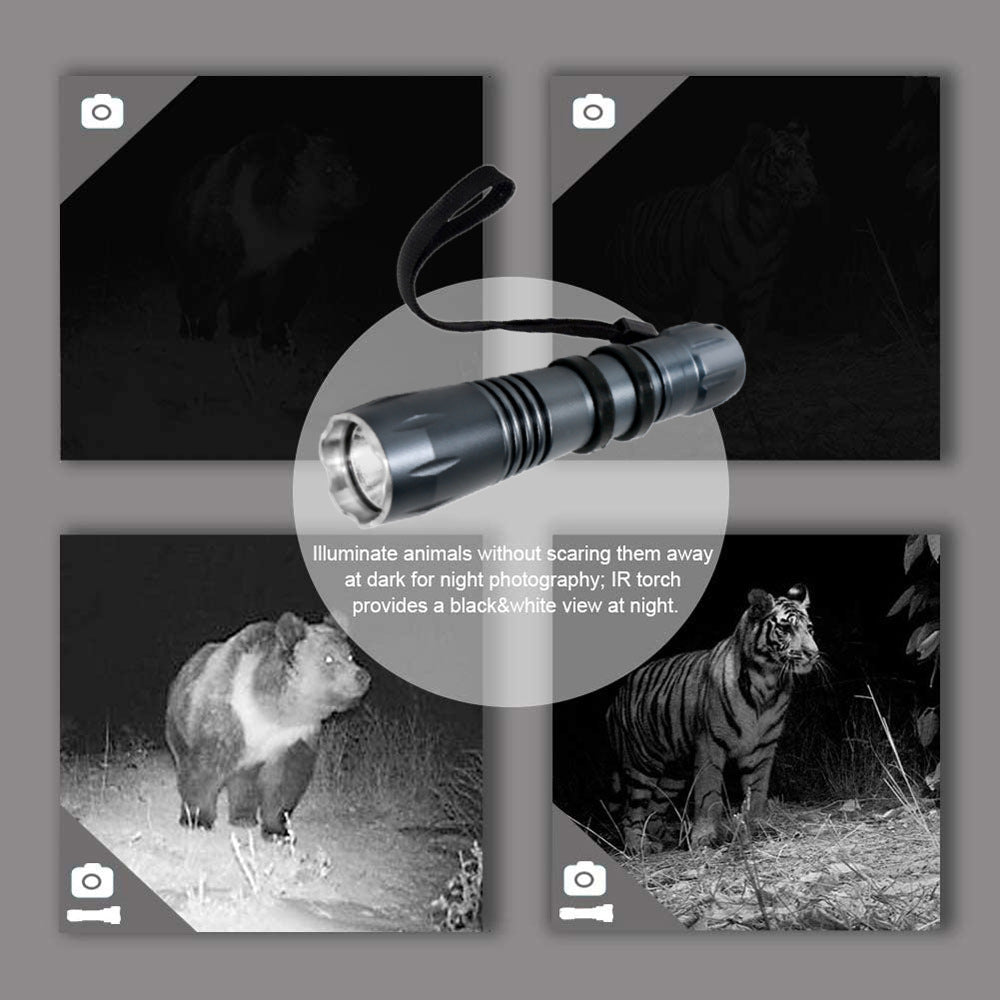 Linterna infrarroja, linterna LED con lente para equipos de visión nocturna, iluminador infrarrojo con zoom de enfoque rápido, con interruptor de atenuación