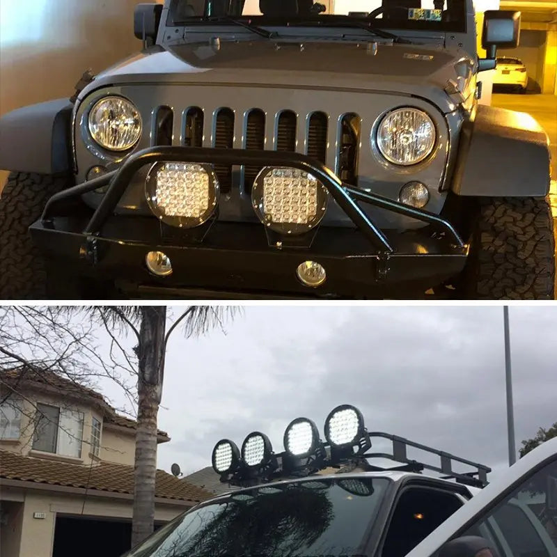 كشاف بحث دائري LED للقوارب 4x4 للطرق الوعرة 9 بوصات 12 فولت 24 فولت ضوء عمل للسيارة فولفو نيفا لادا