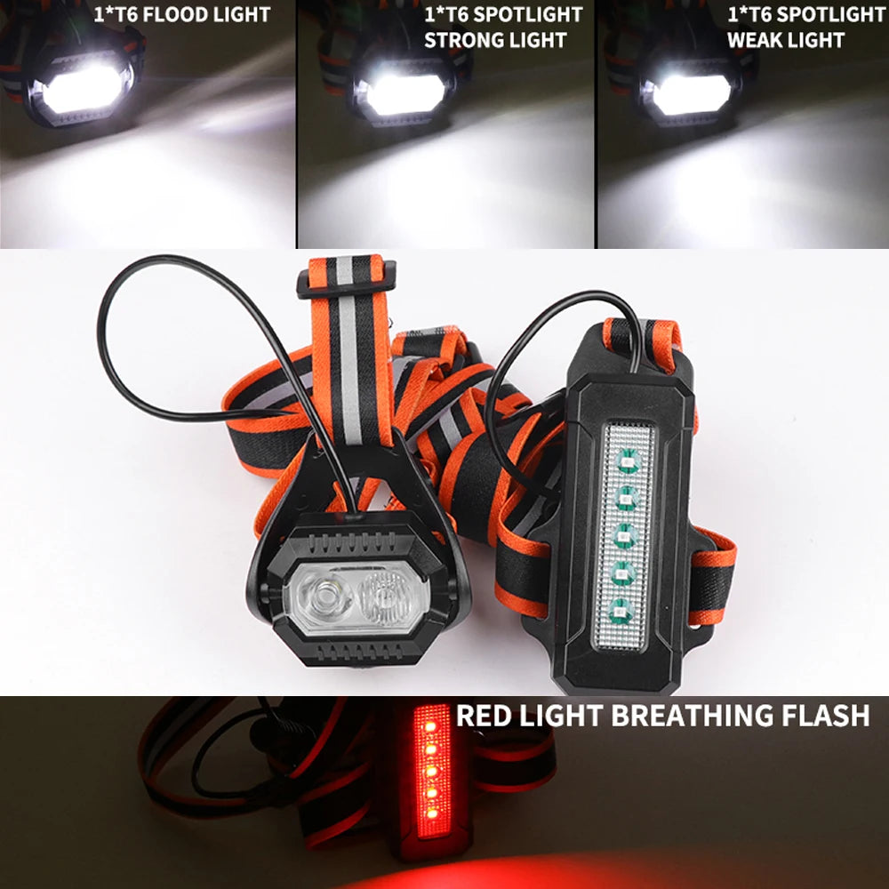 High Quality Strap Lamp Night Runing Lights Led Headlamp Built in Battery Head Flashlight Torch Running Cycling Sports