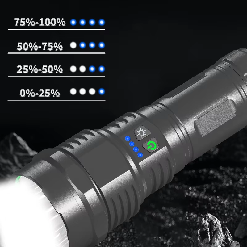 Portable T40 LED Dual Switch Flashlight USB Type-C Rechargeable Flashllamp Waterproof Outdoor Camping Flashlights 7519