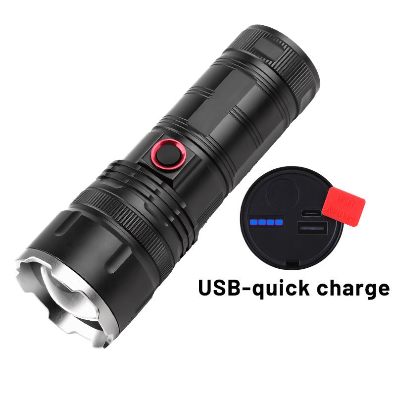 Outdoor Portable Rechargeable Led Flashlights High Power Super Bright Emergency Self Defense Hard Light Camping Hand Torch Light