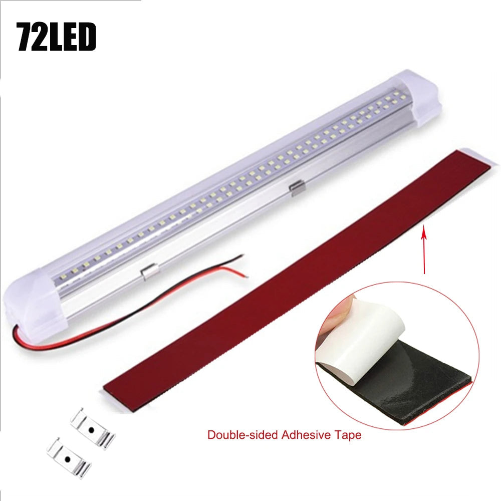 LED Light Bar DC12 72Led Car Interior Light Indoor Reading Ceiling Lamp Car Van Bus Caravan Lamp