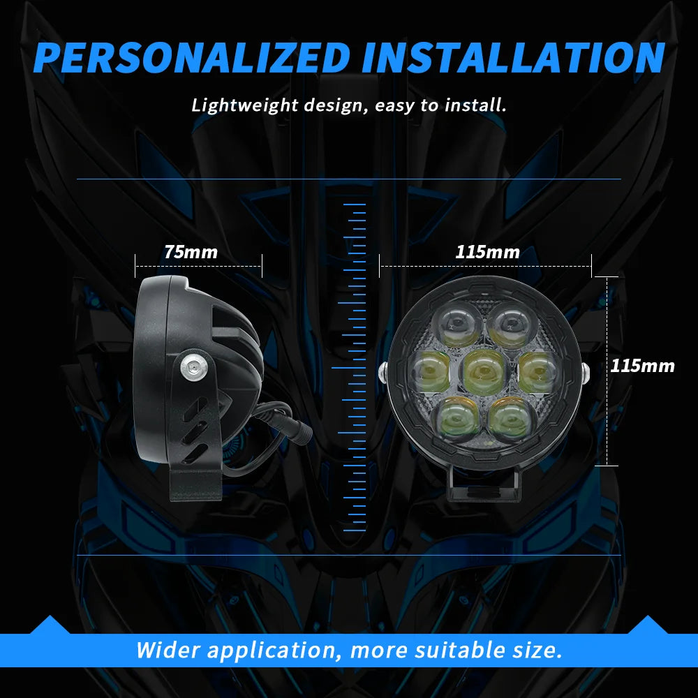 LED White/Yellow Work Headlight Fog Light For Motorcycle Offroad Truck BUS ATV UTV 9-60V DC Super Bright Lamp