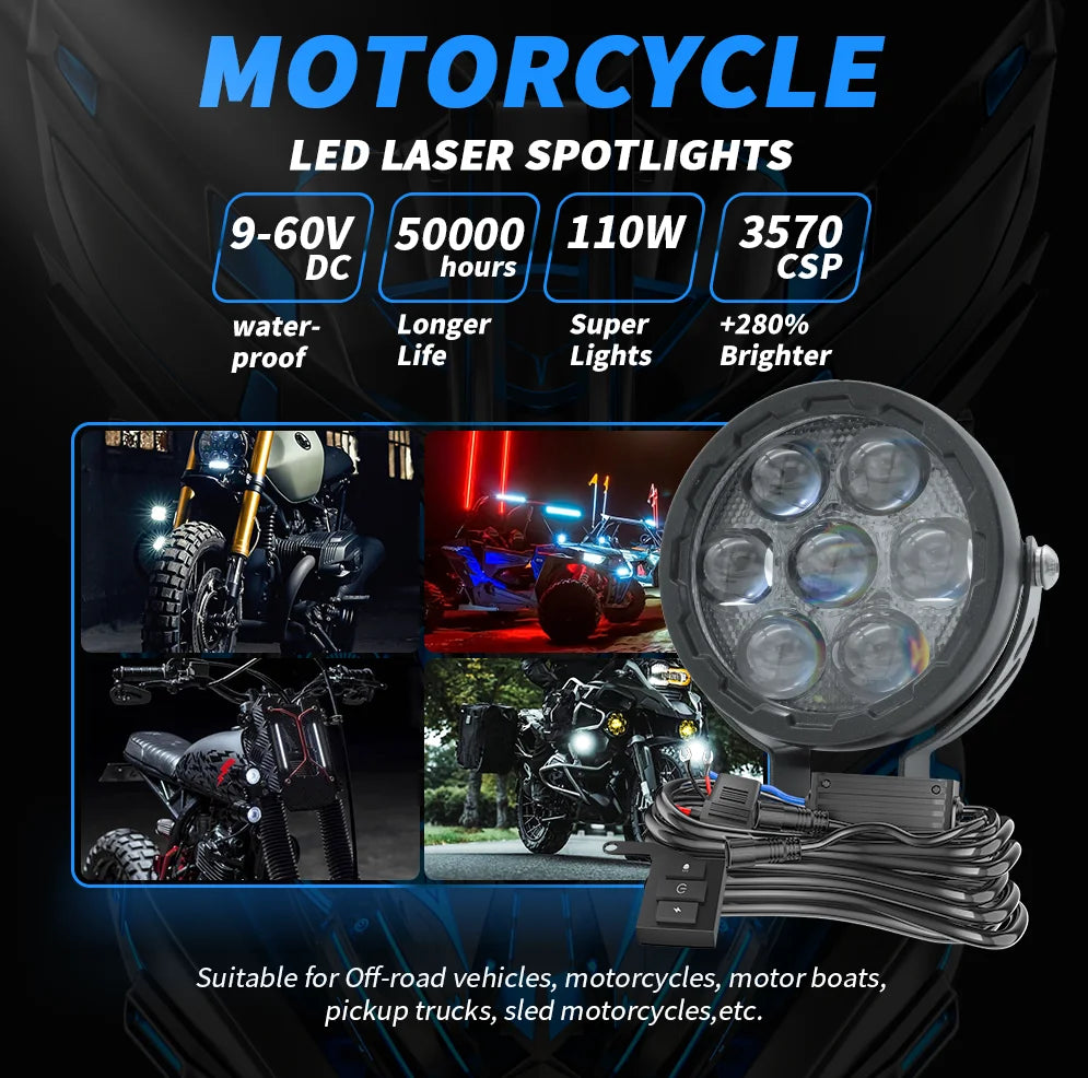 LED White/Yellow Work Headlight Fog Light For Motorcycle Offroad Truck BUS ATV UTV 9-60V DC Super Bright Lamp