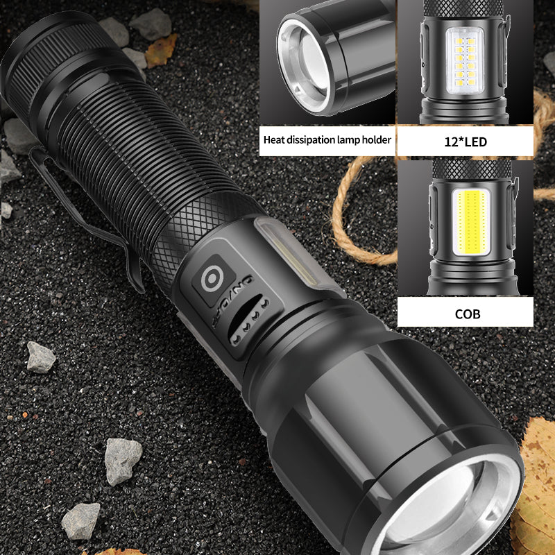 Torch LED Rechargeable Flashlight Portable USB Charging Flashlight High Power Bank Camping Waterproof Long Range Lantern