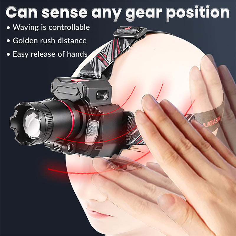 Smart Induction White Light LED Headlight Zoom USB Charging Sensor LED Headlamp Outdoor Multi-Function Head Torch Lantern Lamps