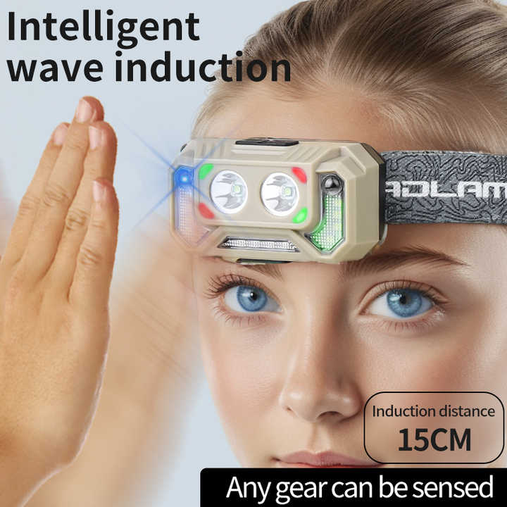 LED Induction Super Bright Headlight Built-in Battery Rechargeable Waterproof Portable Headlamp Outdoor Camping Fishing Light