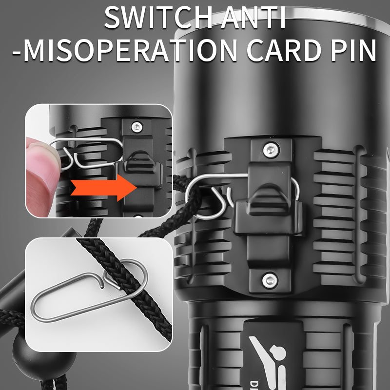 Powerful XHP50 LED Diving Flashlight Professional Underwater Torch 18650 Battery IPX8 Waterproof Torch with Hand Rope