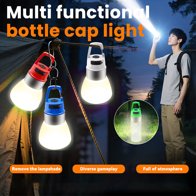 LED Camping Lantern Rainproof Rechargeable Bottle Cap Shape Tent Light 10 Dimming Levels Outdoor Lamp for Camping Tent Accessory