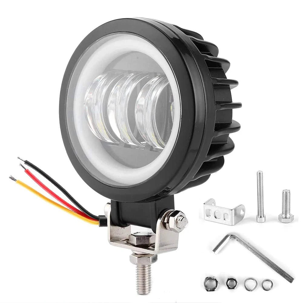 30W LED Work Light Angel Eye Halo Ring 3.5INCH Motorcycle SUV Car Truck 12V 24V White 6500K DRL Offroad Driving Lamp Headlight