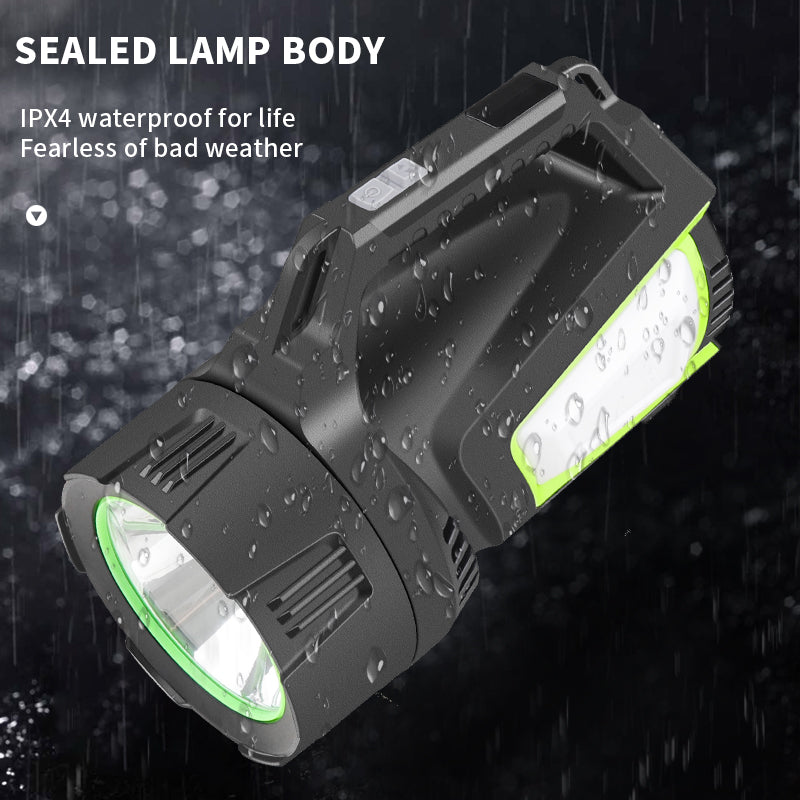 High Power Rechargeable Led Flashlight Work Camping Torch With Cob Side Light Lightweight Outdoor Lighting ABS Material