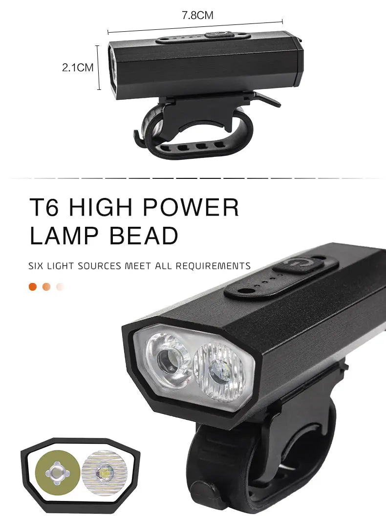 Luz delantera LED para bicicleta, 1000 lúmenes, tipo C, recargable vía USB, para ciclismo de montaña, accesorios para bicicleta de montaña