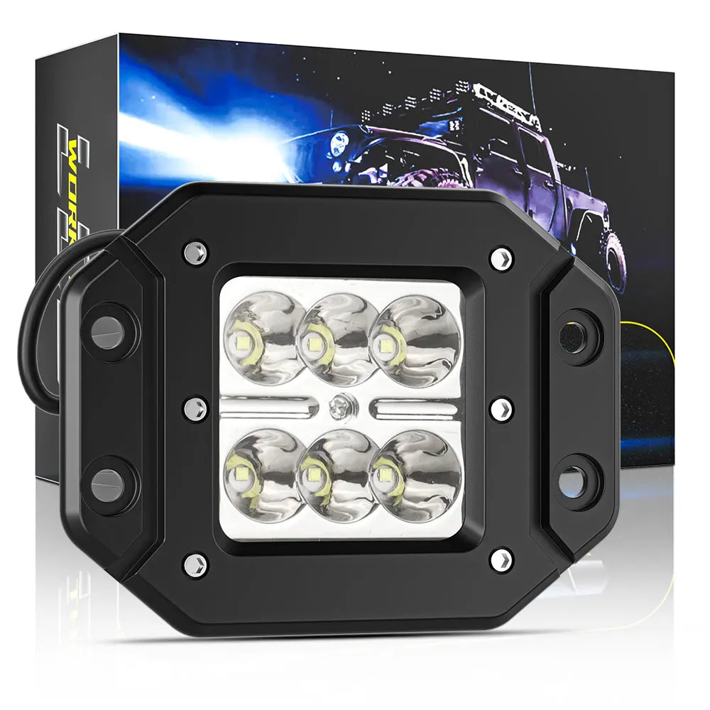 LED spotlights 6500K Flush Mount LED Work Light Bar for Car Truck Offroad Pods Driving Fog Light 9V 30V 1PC