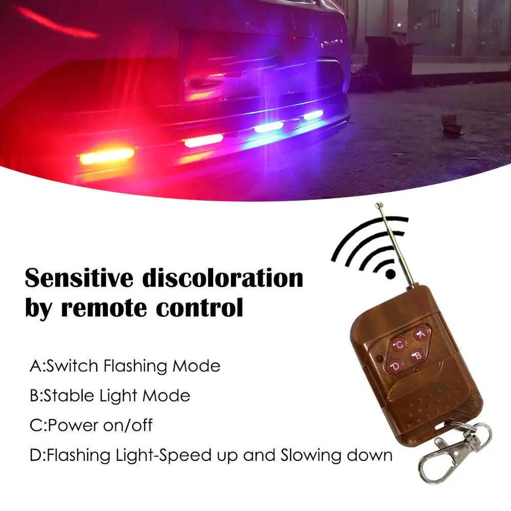 Car LED Light Strobe Red Blue Emergency Remote Wireless Control Flash Signal Fireman Beacon Warning Lamp