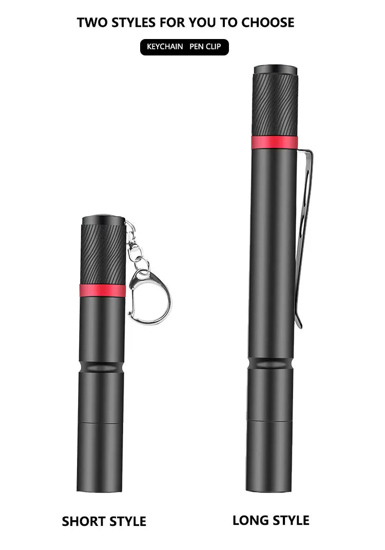 8000LM Portable Pen Light Keychain Mini Flashlight Pocket LED Torch Pen Clip LED Flashlight Hand Light Use AAA Battery