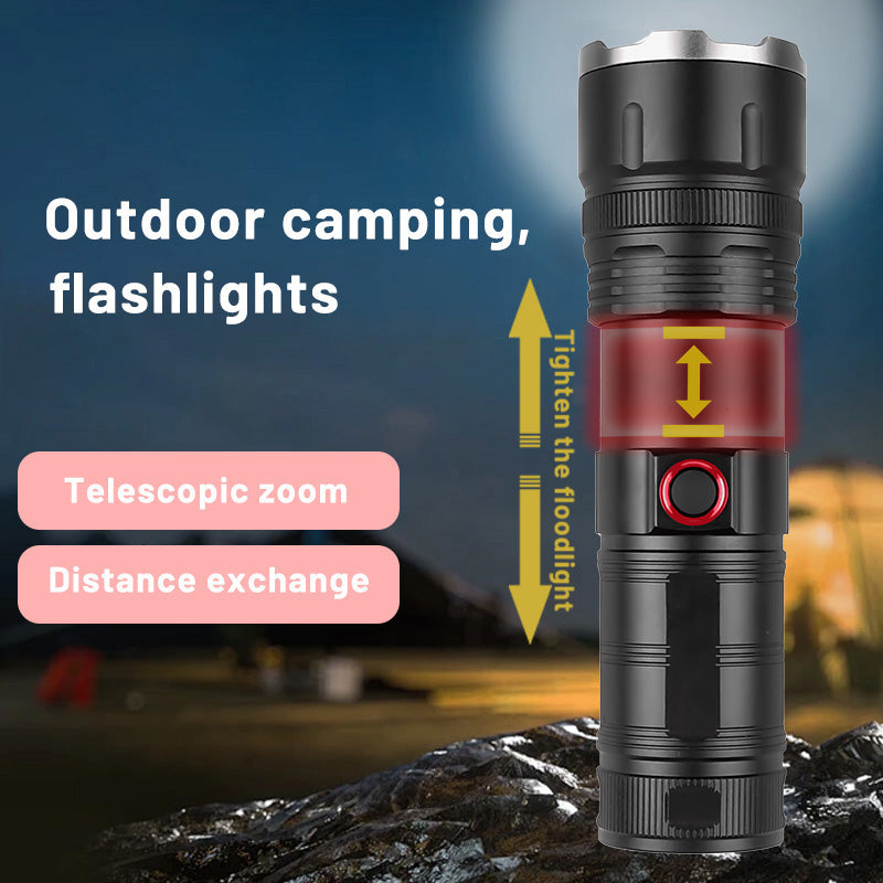 Outdoor Portable Rechargeable Led Flashlights High Power Super Bright Emergency Self Defense Hard Light Camping Hand Torch Light