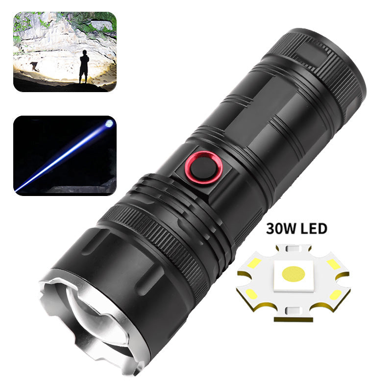 Outdoor Portable Rechargeable Led Flashlights High Power Super Bright Emergency Self Defense Hard Light Camping Hand Torch Light
